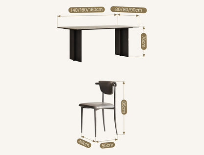 Hasegawa Dining Table, Sintered Stone With Black Legs