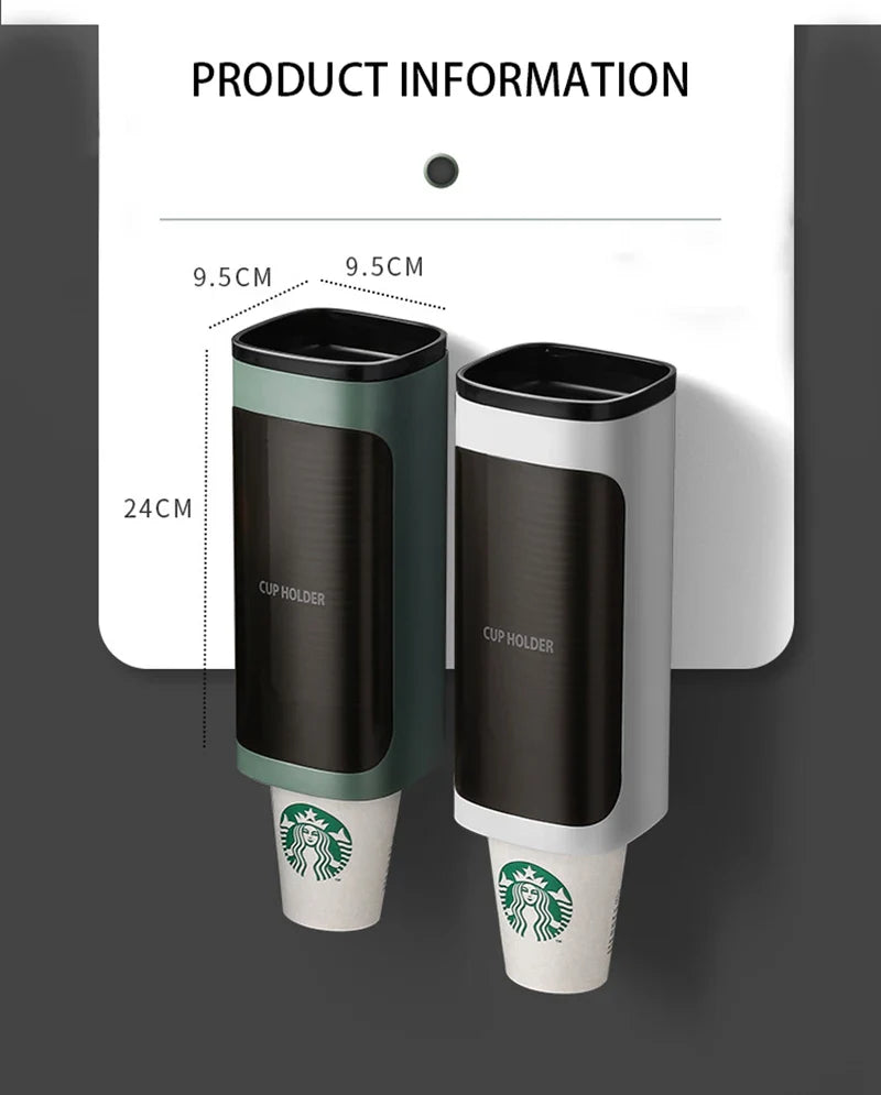 Household Wall-Mounted Automatically Drop Disposable Cup Holders Punch-Free Paper Cups Dust-Proof Drinking Fountain Racks