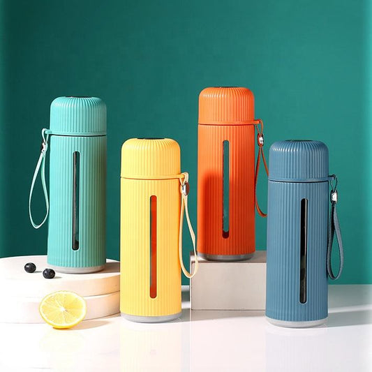 500ml Glass Plastic Water Bottle Flask with Strap