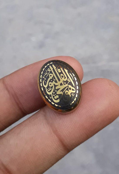 28ct Hematite Cabochon- Hadeed Stone - Engraved Hadeed Cheeni Cabochon - 21x16mm