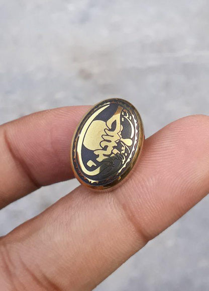 26ct Hematite Cabochon- Hadeed Stone - Engraved Hadeed Cheeni Cabochon - 21x16mm