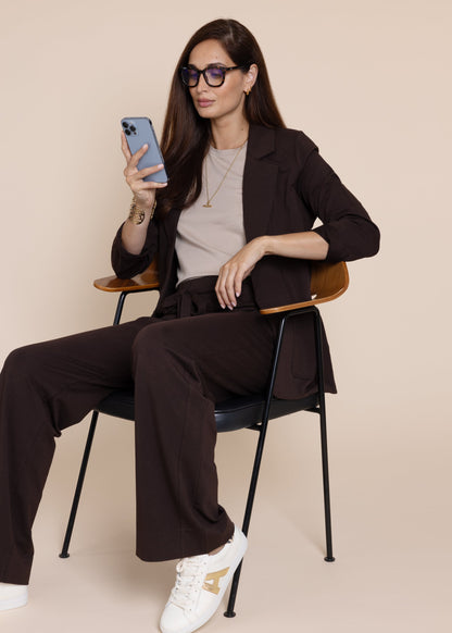 GODDESS wide leg trousers, chocolate