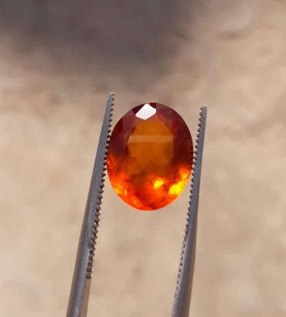 5.7ct Hessonite Garnet - Natural Faceted Hessonite Gem - 12.3x10mm