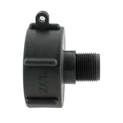 IBC 2” S60X6 Cap with BSPF Thread-Quick Connect Male Valve and Hose Connector 3/4" BSPF