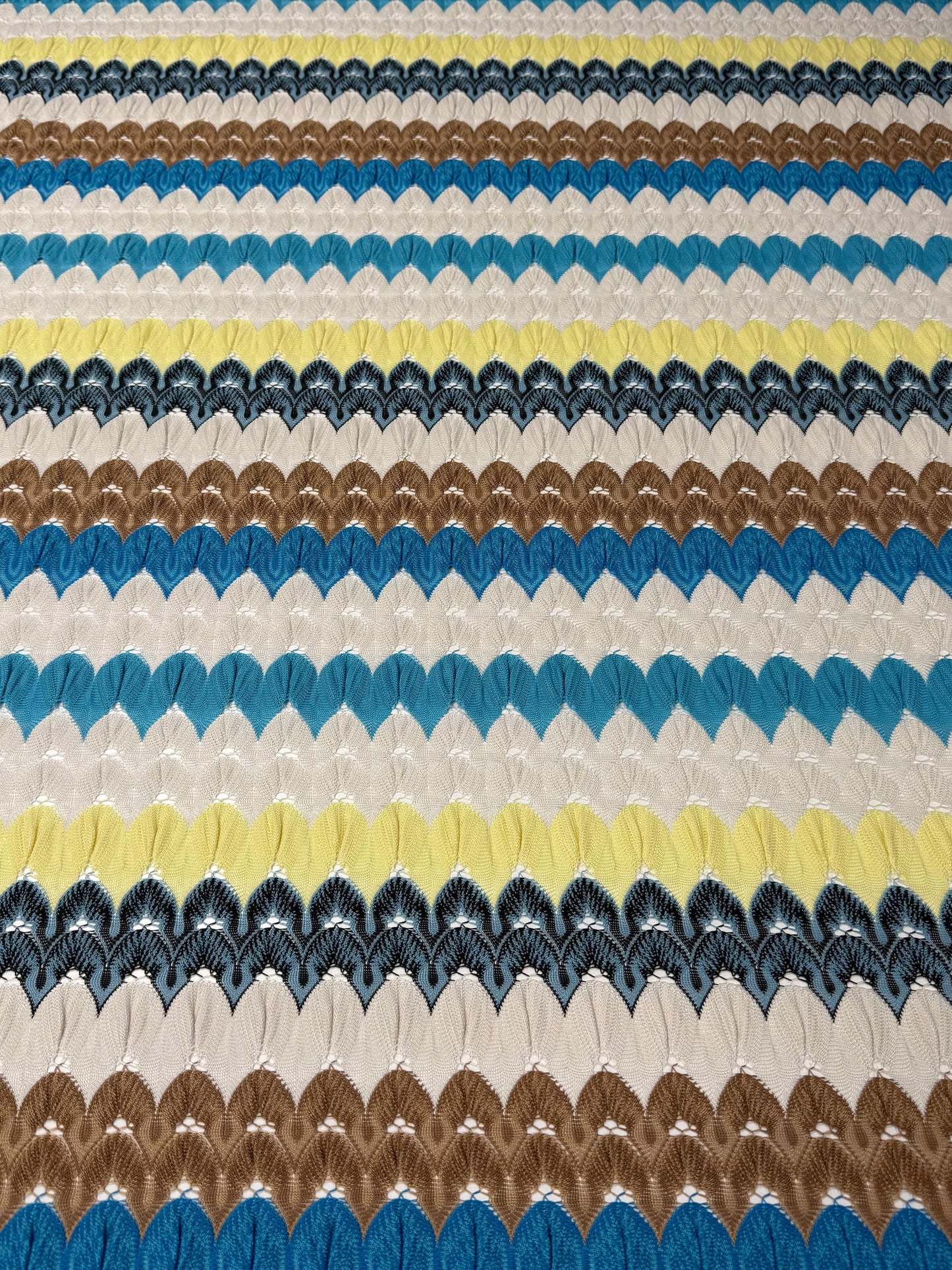 Multicolour Scallop Pattern Mesh Knit Fabric by the Metre