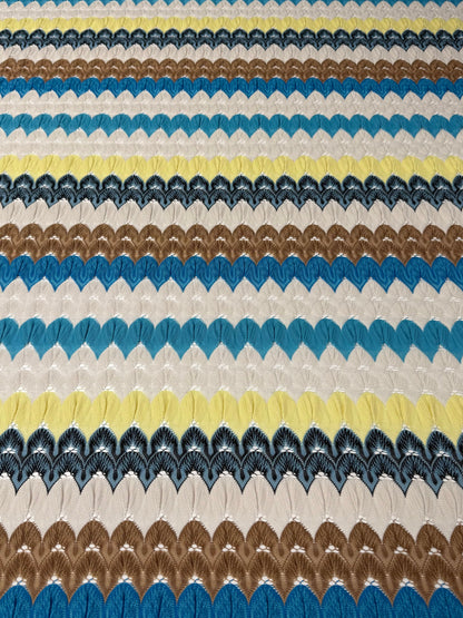 Multicolour Scallop Pattern Mesh Knit Fabric by the Metre