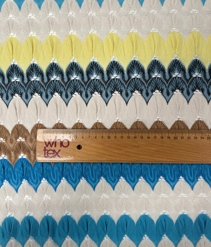 Multicolour Scallop Pattern Mesh Knit Fabric by the Metre