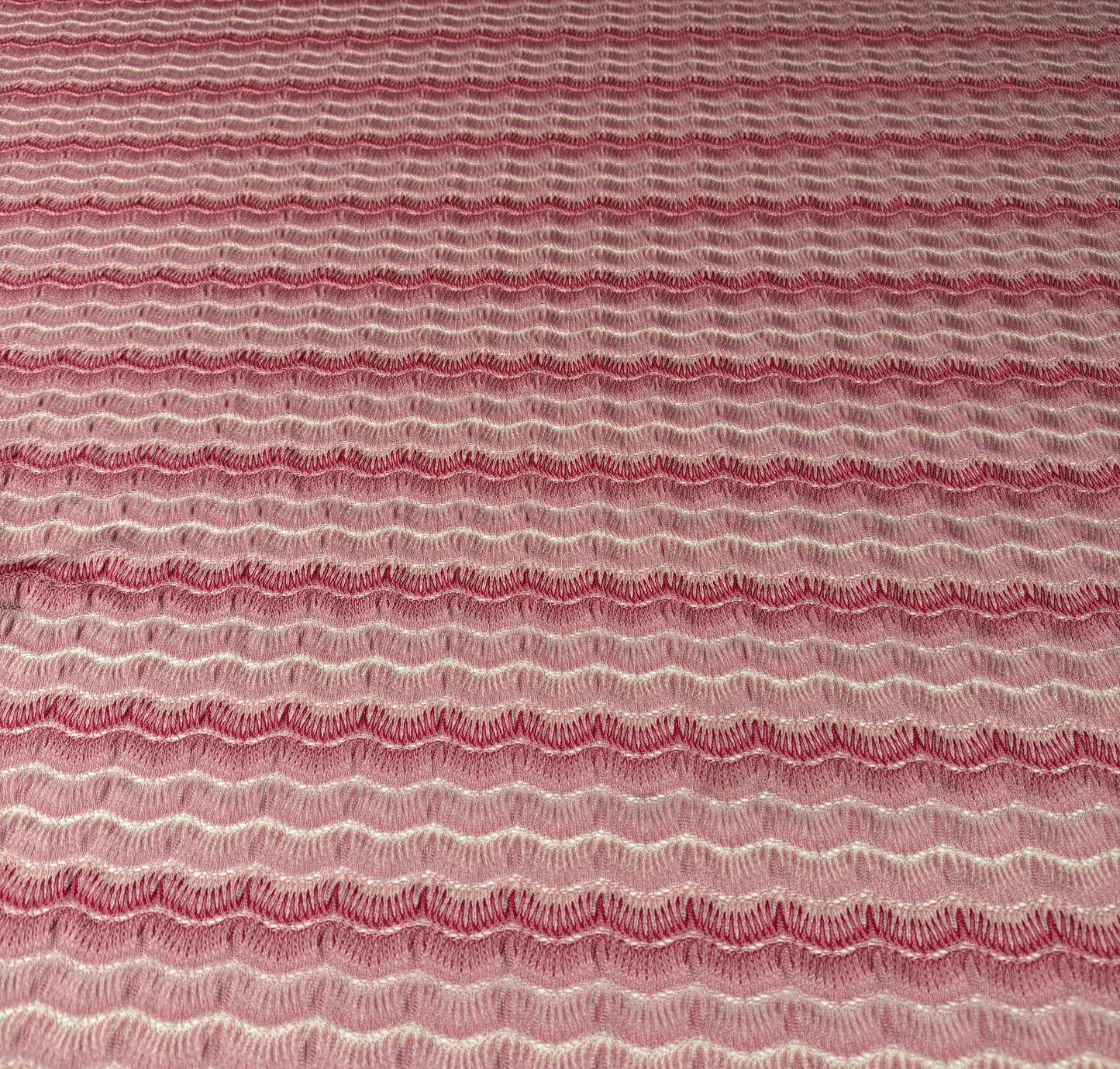 Pink Wave Pattern Mesh Knit Fabric by the Metre