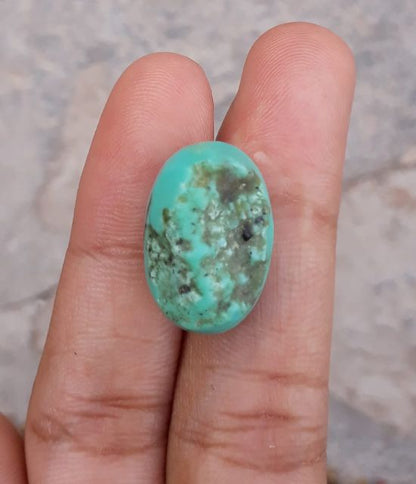 Natural Light Green Turquoise - Persian Qalmi Feroza - Green Feroza - 21.3ct- 21x13mm