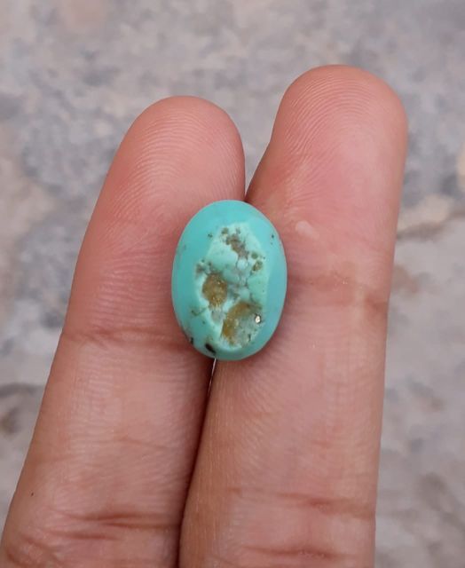 Natural Light Green Turquoise - Persian Qalmi Feroza - Green Feroza - 7.6ct- 14x10mm