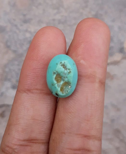 Natural Light Green Turquoise - Persian Qalmi Feroza - Green Feroza - 7.6ct- 14x10mm