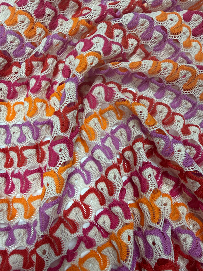 Multicolour Pattern Mesh Knit Fabric by the Metre
