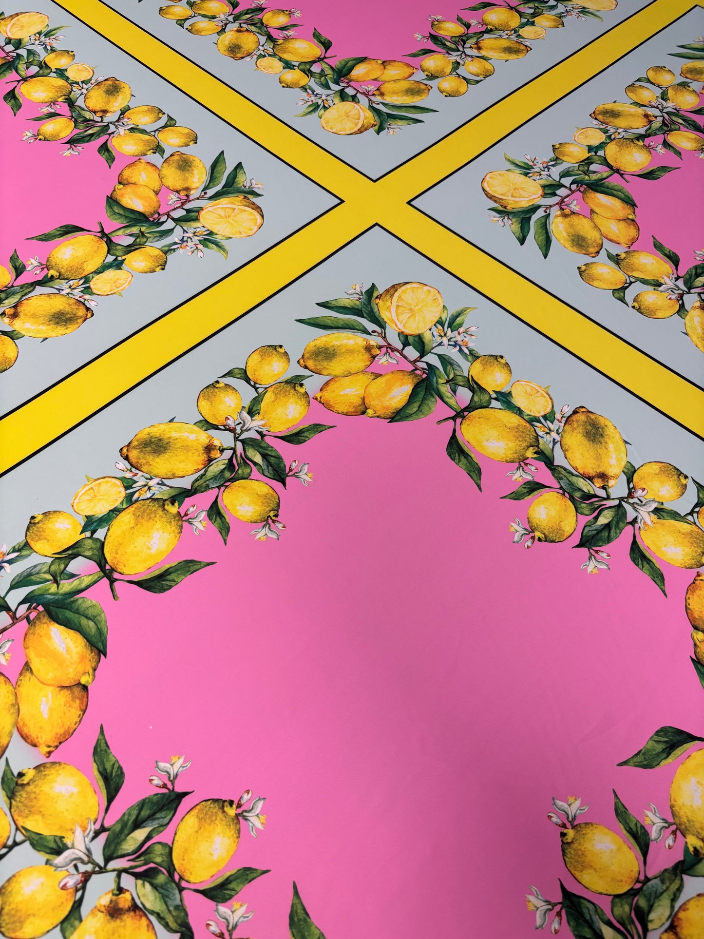 Pink Lemon Print Crepe Fabric by the Metre – Mediterranean Summer