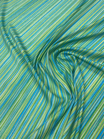 Blue Green Striped Shimmer Ottoman Fabric by the Metre