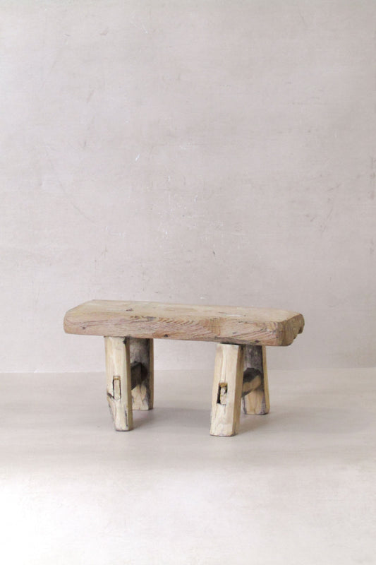 Vintage Rustic Elm Wood Stool - Small - No 25