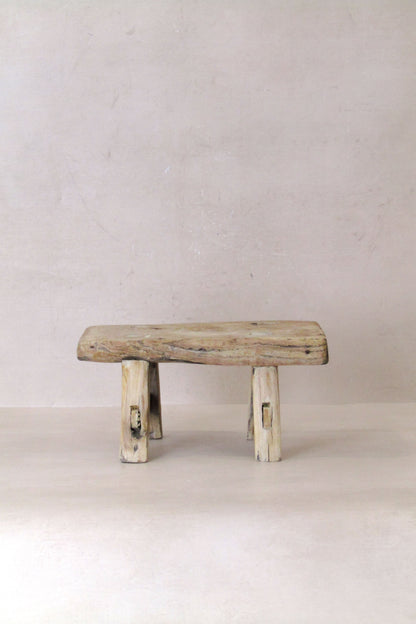 Vintage Rustic Elm Wood Stool - Small - No 25