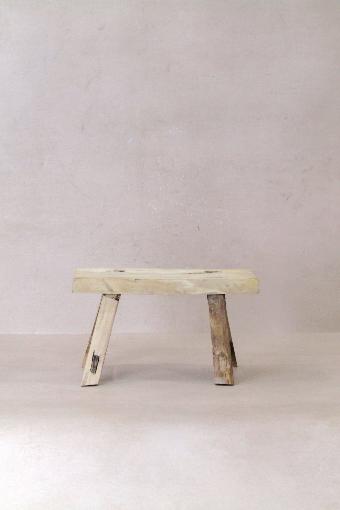 Vintage Rustic Elm Wood Stool - Small - No 26