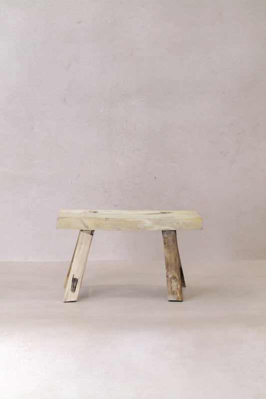 Vintage Rustic Elm Wood Stool - Small - No 26