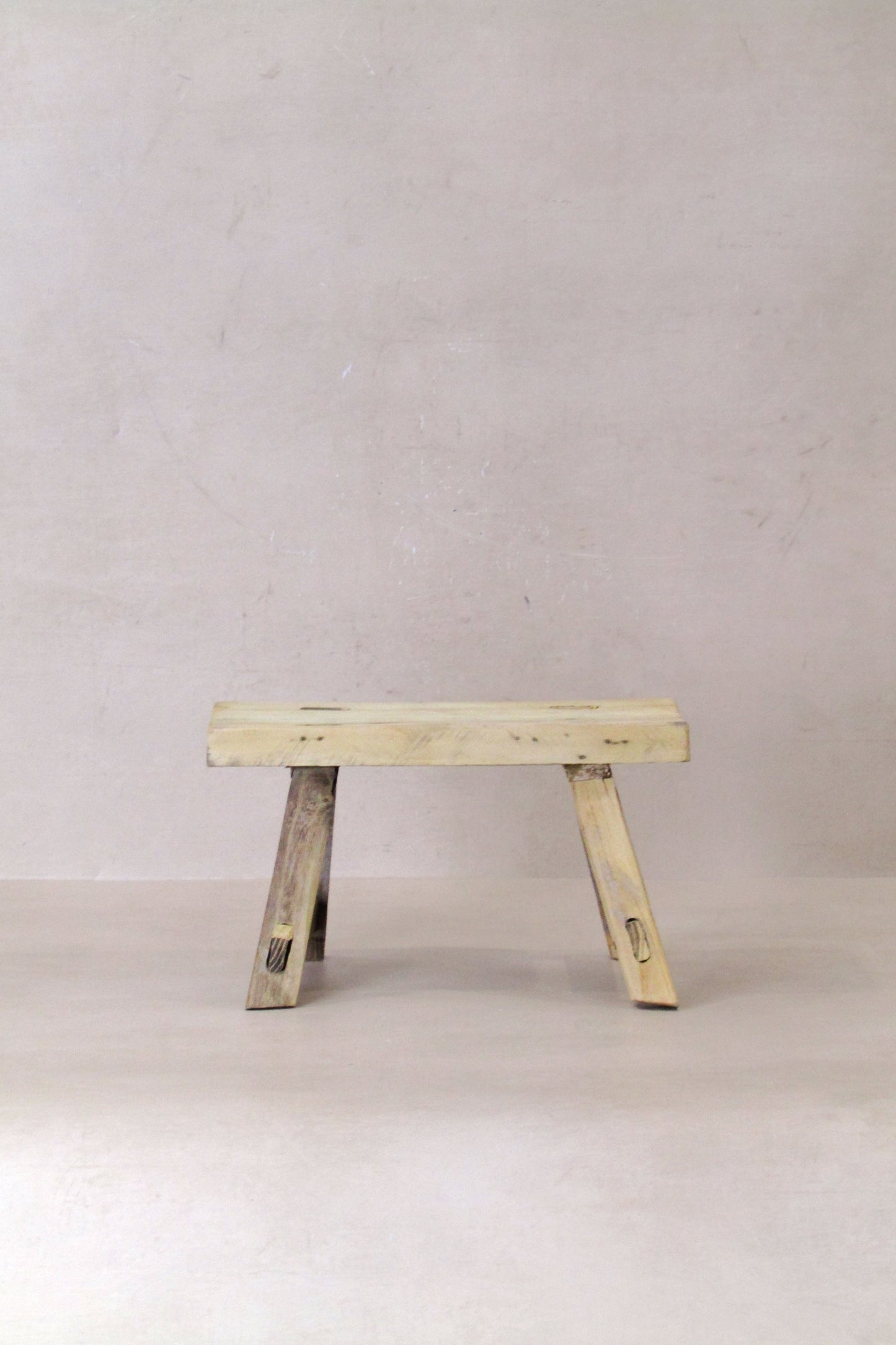 Vintage Rustic Elm Wood Stool - Small - No 26