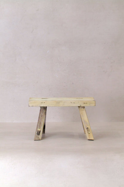 Vintage Rustic Elm Wood Stool - Small - No 26