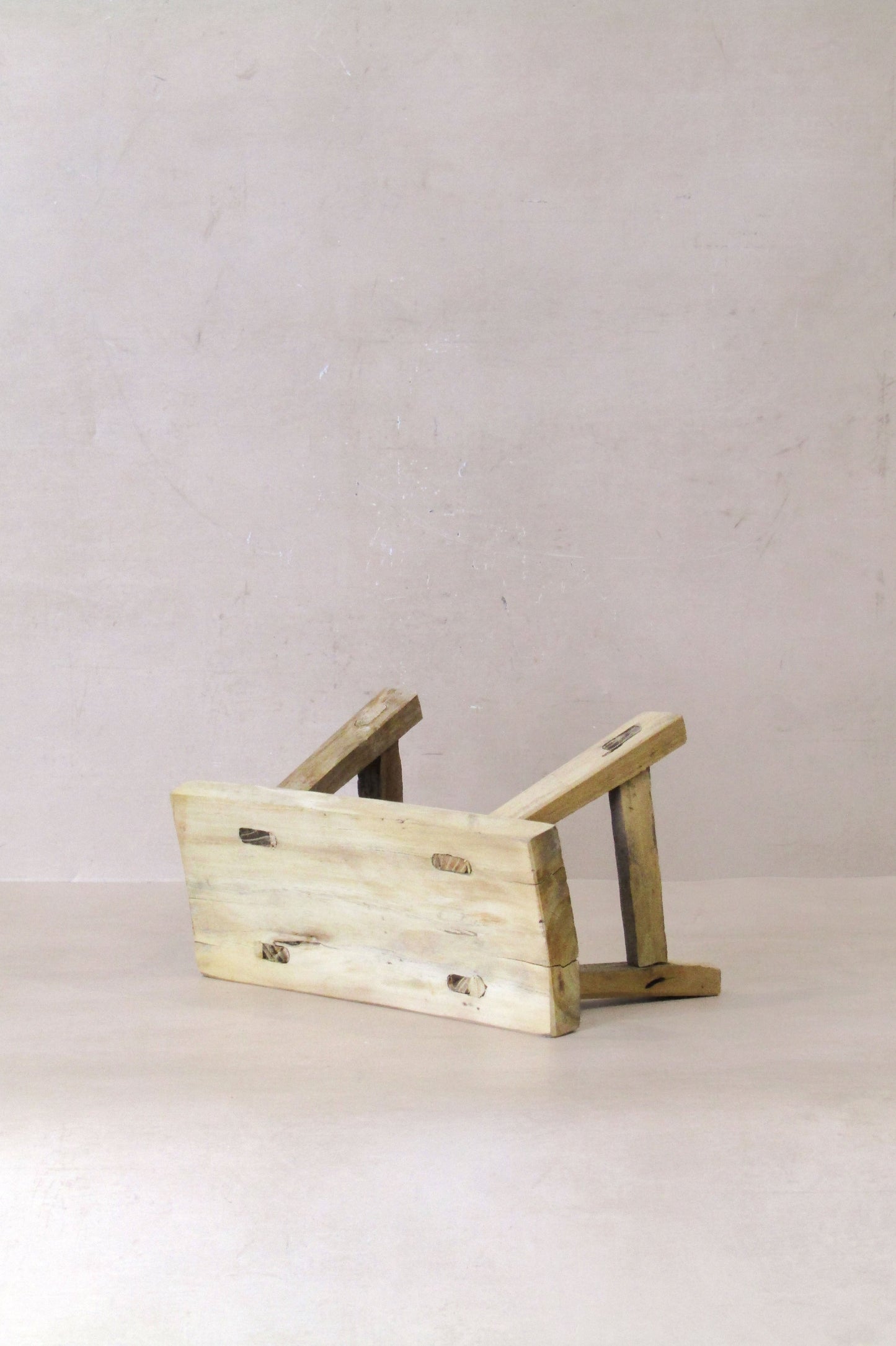 Vintage Rustic Elm Wood Stool - Small - No 26