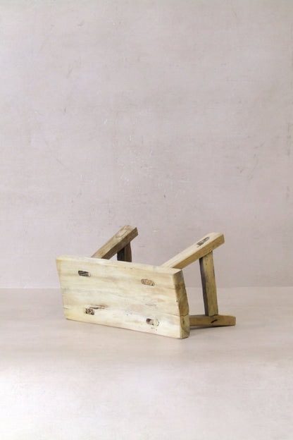 Vintage Rustic Elm Wood Stool - Small - No 26