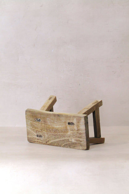 Vintage Rustic Elm Wood Stool - Small - No 27