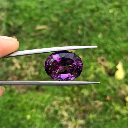 13.6ct Amethyst Fancy Cut from Brazil - Natural Amethyst Crystal - 16x12x10mm