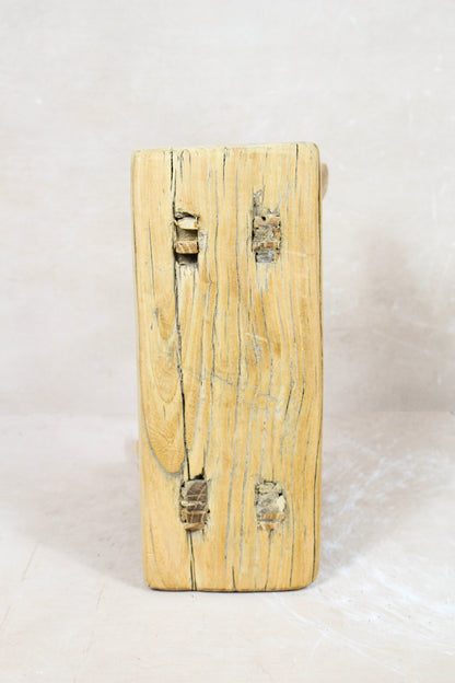 Vintage Rustic Elm Wood Stool - No 61