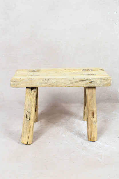 Vintage Rustic Elm Wood Stool Small - No 62