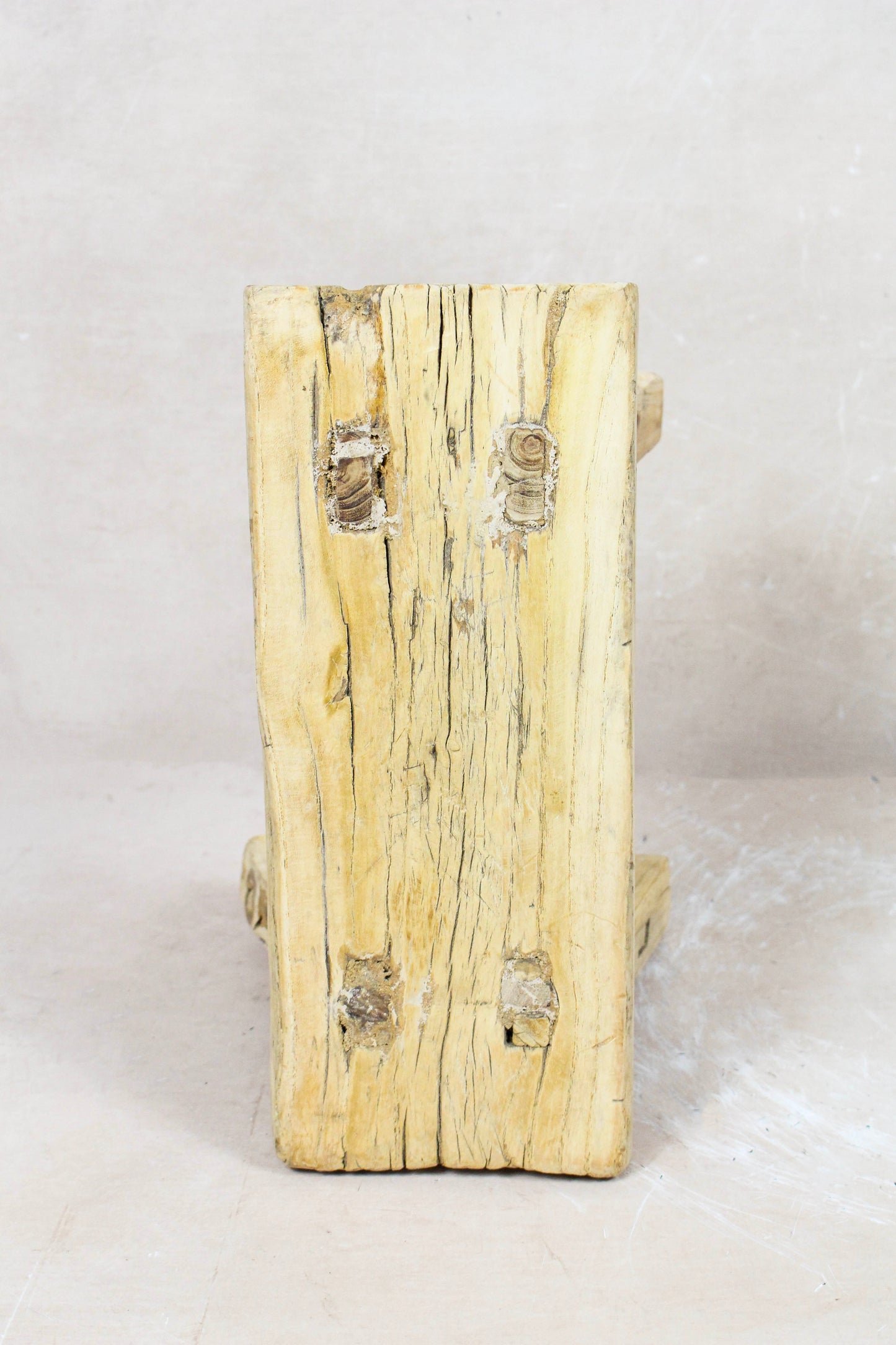 Vintage Rustic Elm Wood Stool Small - No 62