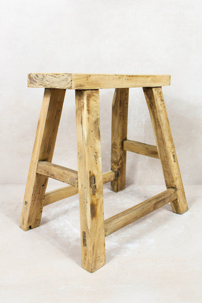 Vintage Rustic Stool - Elm wood - 77