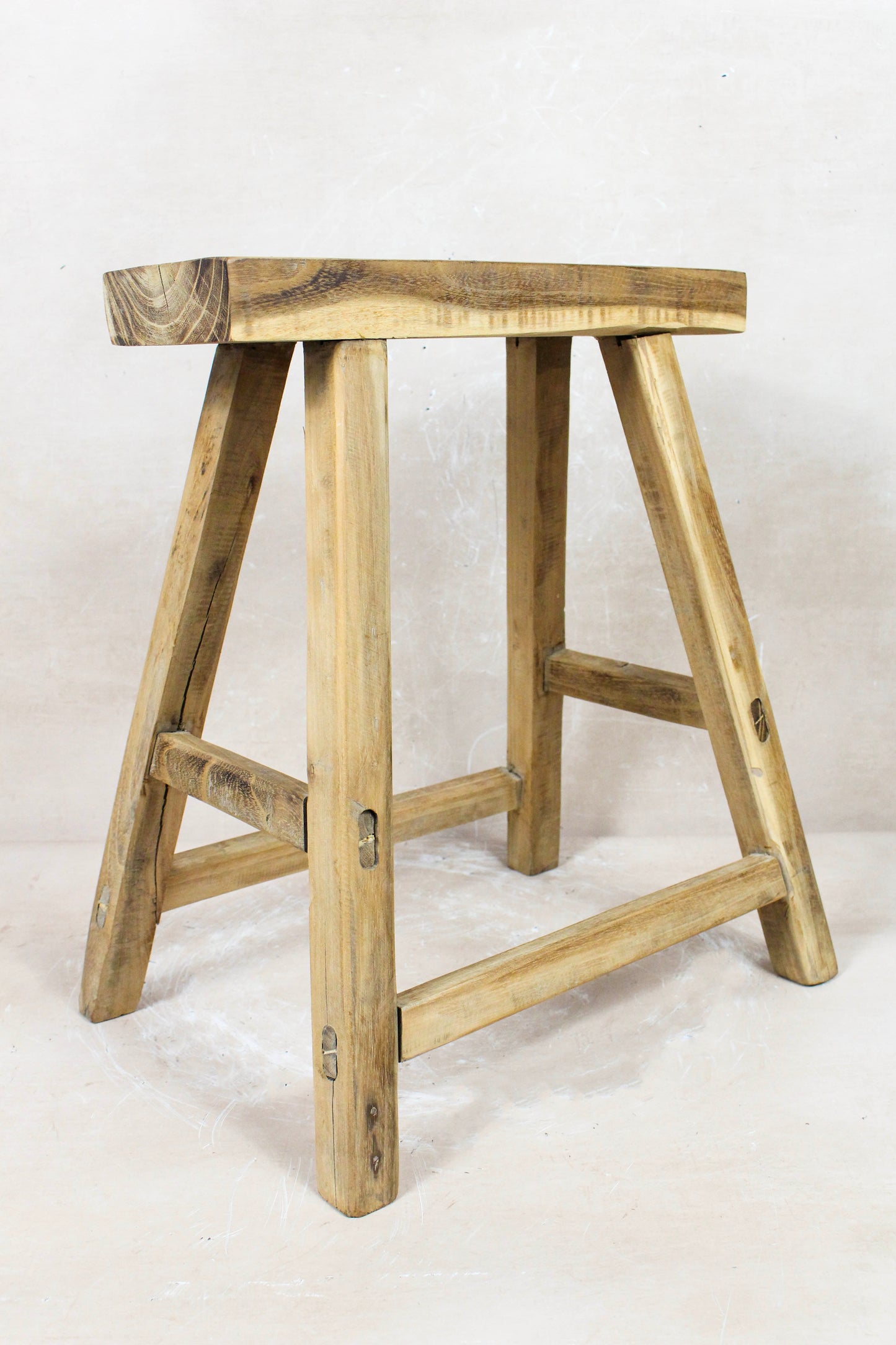 Vintage Rustic Stool - Elm wood - 78