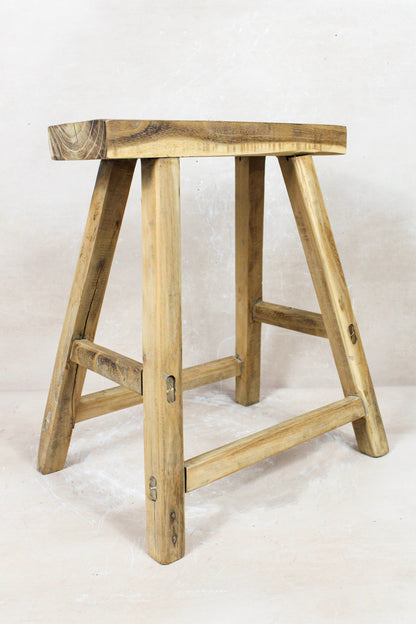 Vintage Rustic Stool - Elm wood - 78
