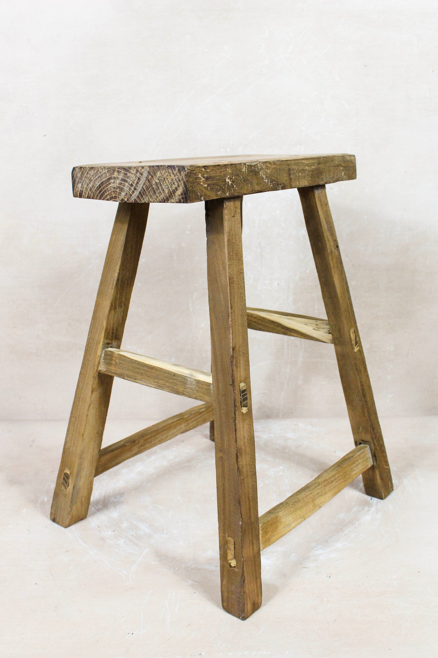 Vintage Rustic Stool - Elm wood - 79