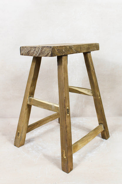 Vintage Rustic Stool - Elm wood - 79