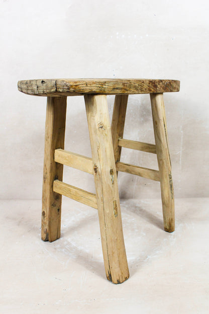 Vintage Rustic Stool - Elm wood - 104