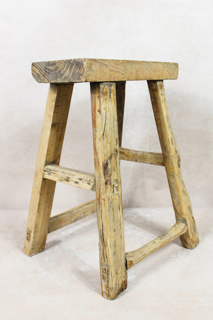 Vintage Rustic Stool - Elm wood - 107