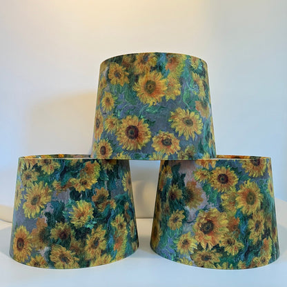 Van Gogh Sunflowers Velvet French Drum Lampshade | Handmade Ceiling Light Shade | UK