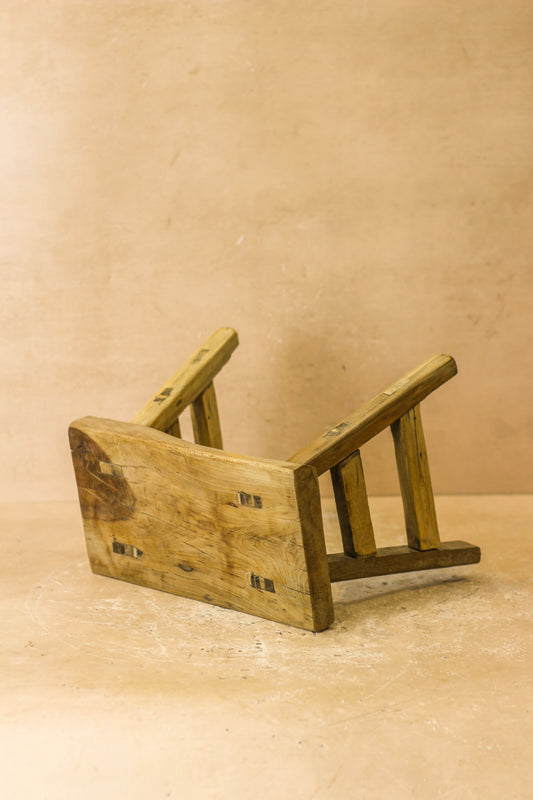 Vintage Rustic Elm Wood Stool - Small - No 20
