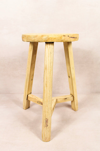 Vintage Rustic Round Stool - Elm wood - 169