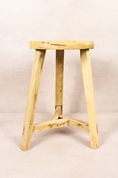 Vintage Rustic Round Stool - Elm wood - 169