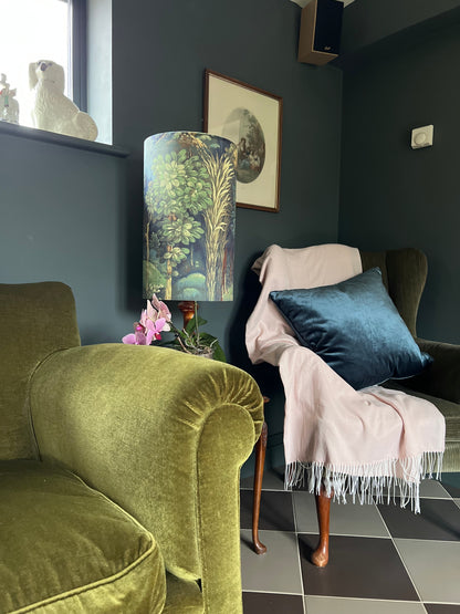 Forbidden forest Velvet cylinder lampshade, extra tall lampshade