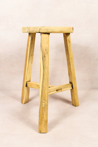 Vintage Rustic Round Stool - Elm wood - 239
