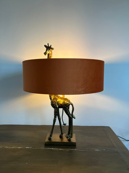 Burnt orange velvet drum lampshade/ ceiling shade with a white lining