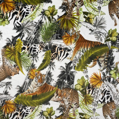 Tiger, cheetah jungle Velvet cylinder lampshade, extra tall lampshade