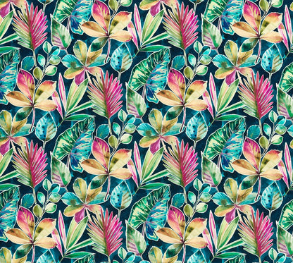 Rainforest Velvet cylinder lampshade, in mulitcoloured, extra tall lampshade