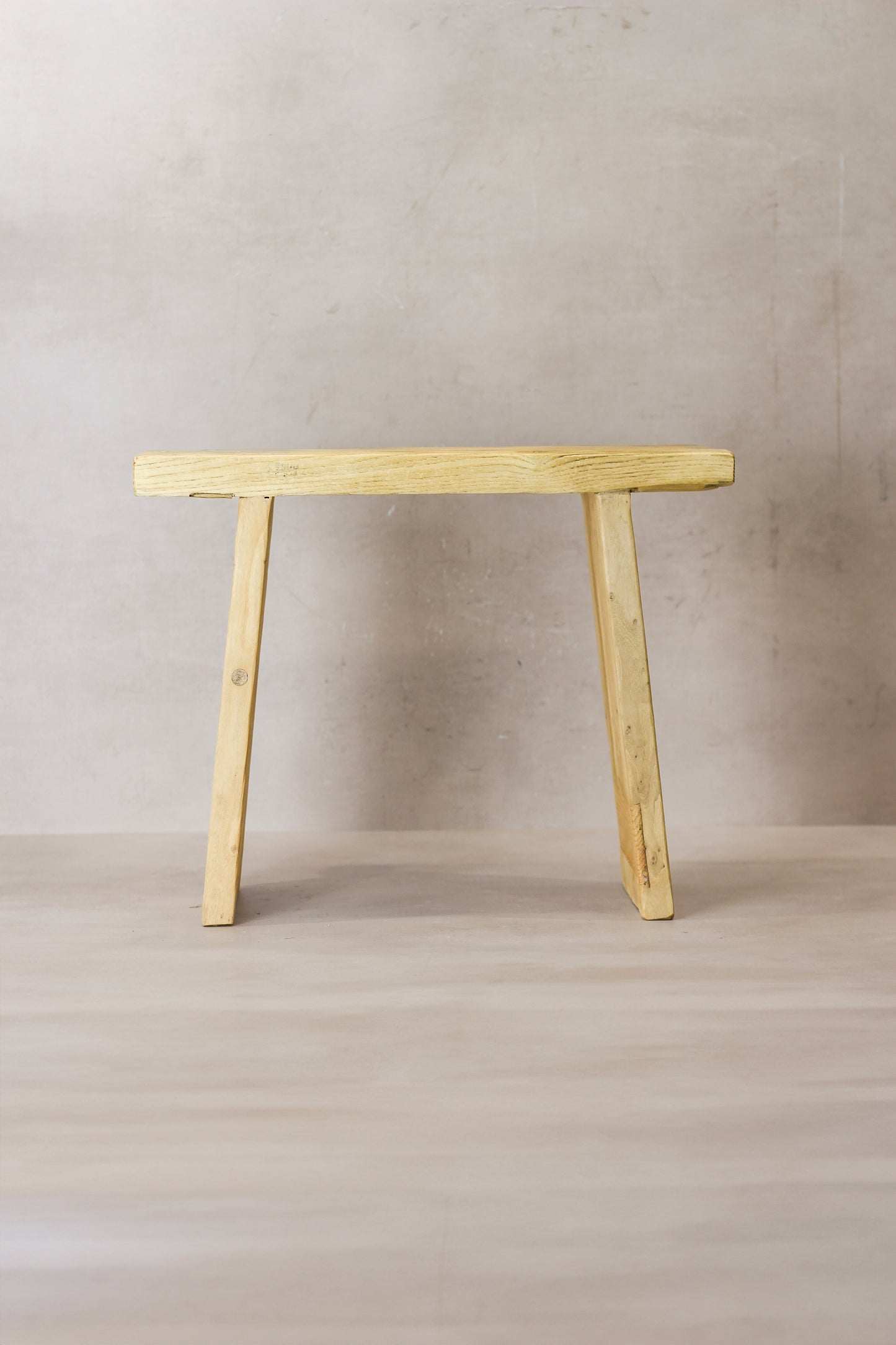 Vintage Rustic Square Elm Wood Stool - No 7