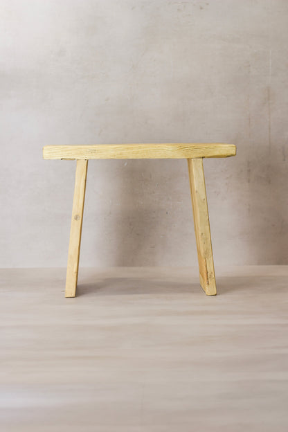 Vintage Rustic Square Elm Wood Stool - No 7