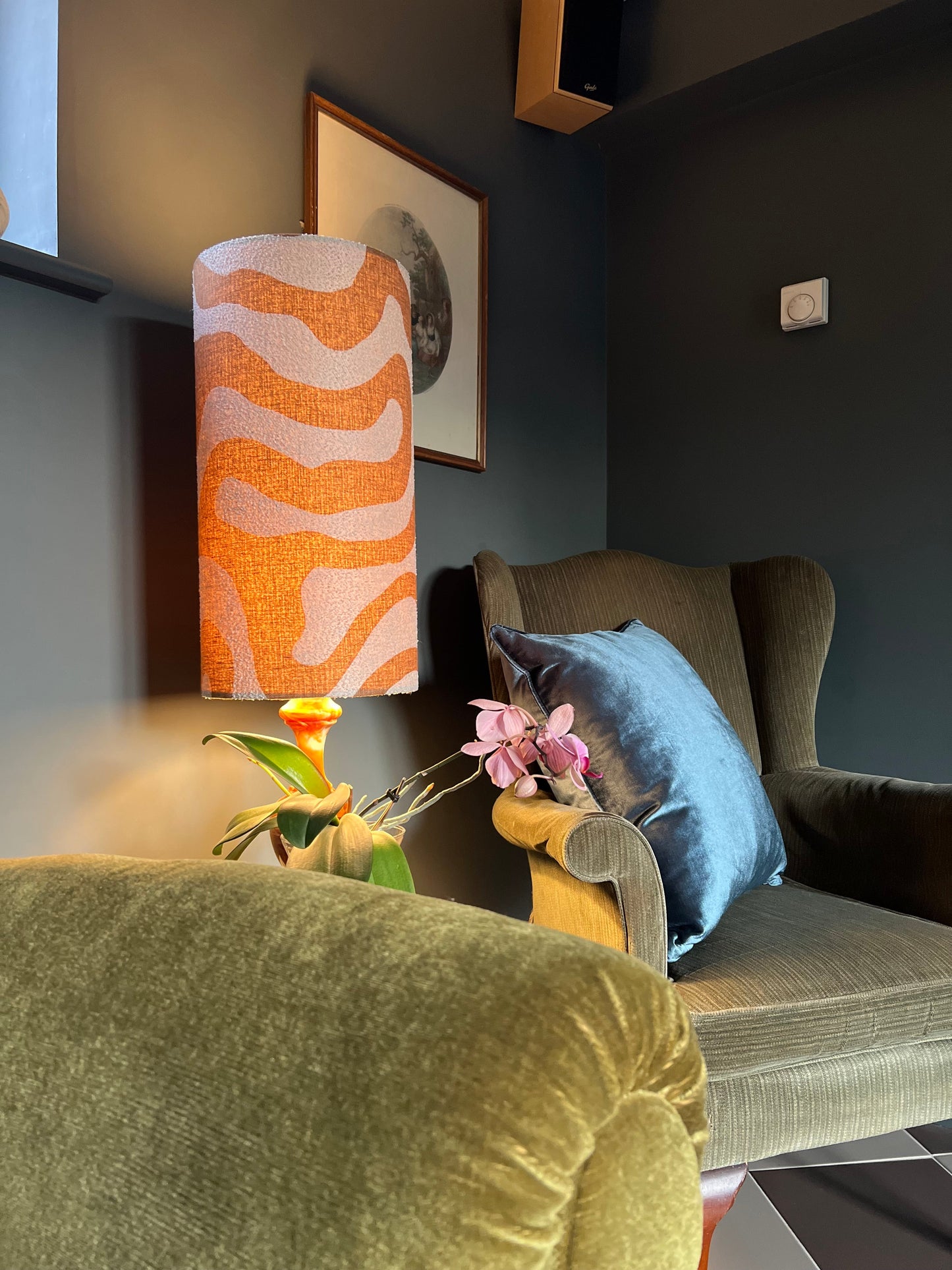 Sandstone Wiggle cylinder lampshade, extra tall lampshade